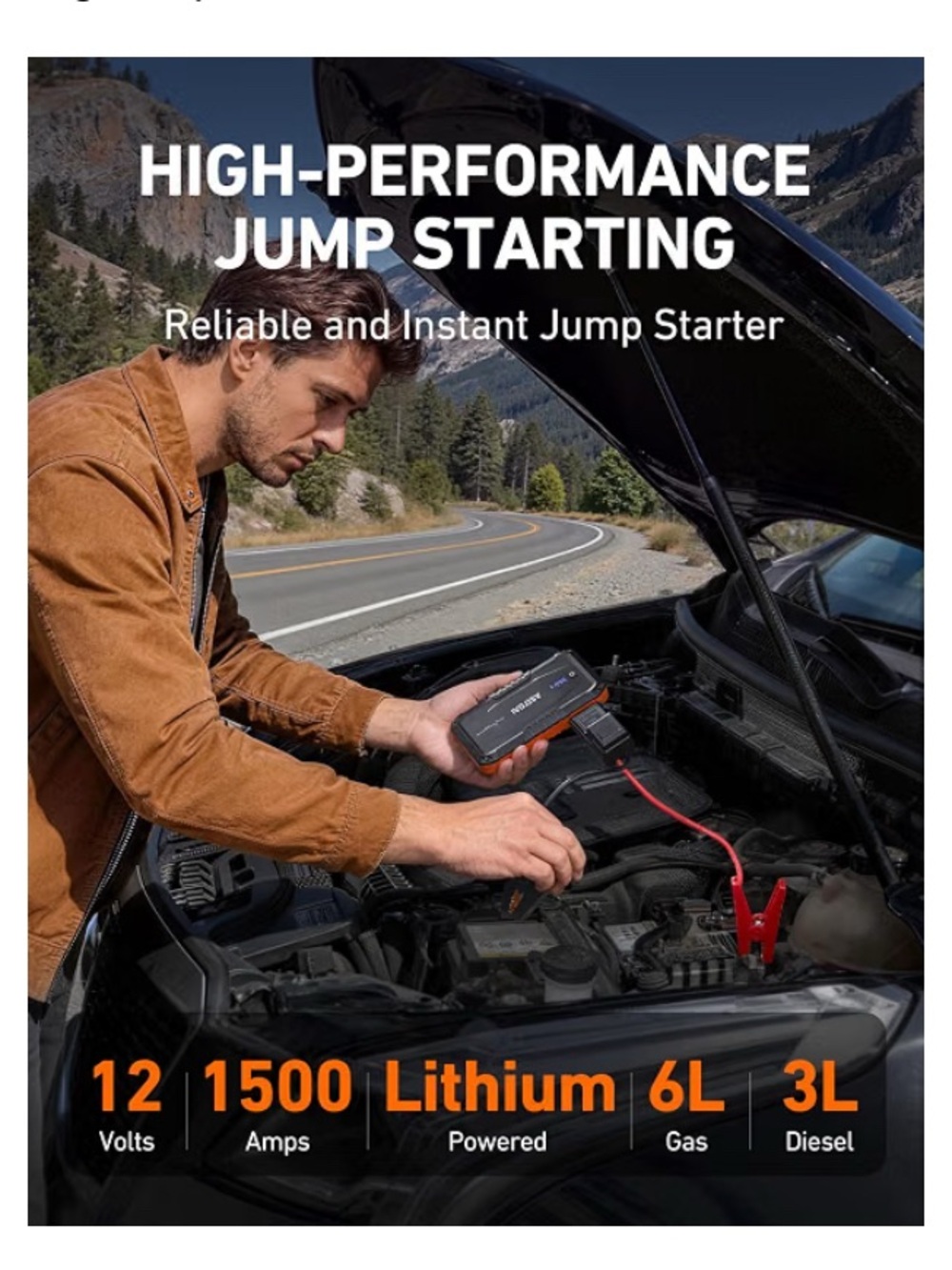 StroAI S8 Car Battery Jump Starter 1500A 12V Lithium Portable Jump Box - Picture 2 of 8